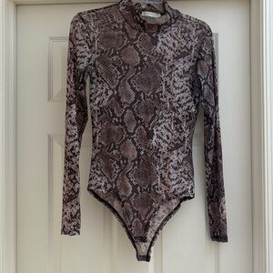 Vera & Lucy Sheer Snake Print Bodysuit